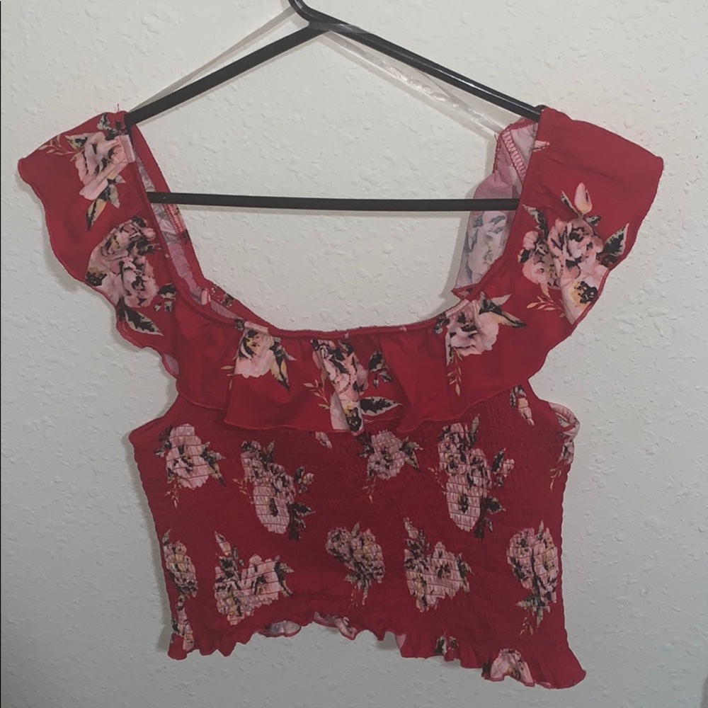 Floral off shoulder shirt